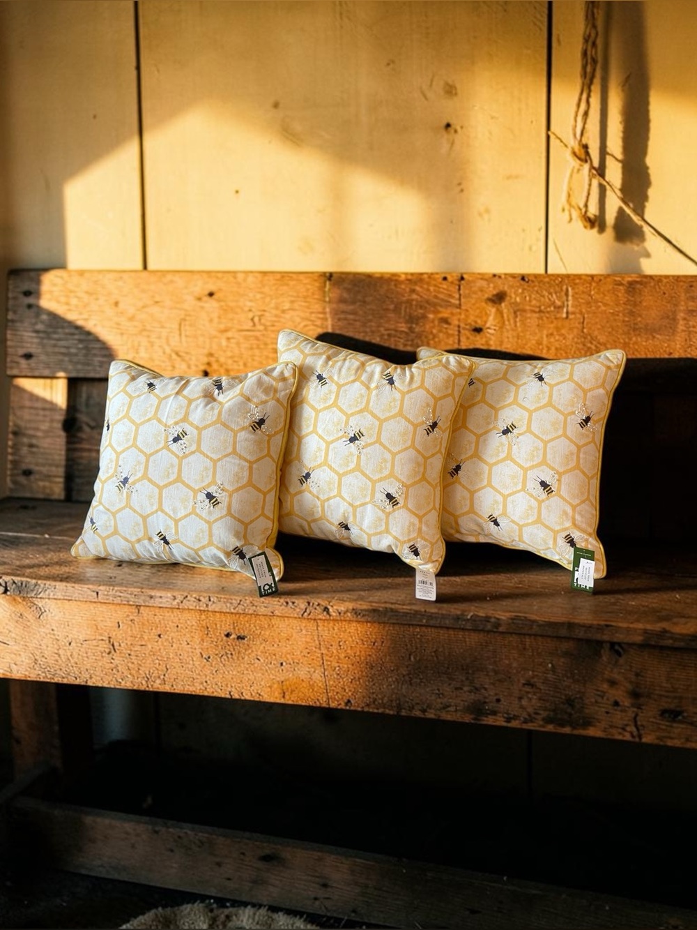 Honeycomb Bee Throw Pillows - Yellow & White